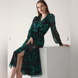 White House Black Market Long Sleeve Floral Midi Dress